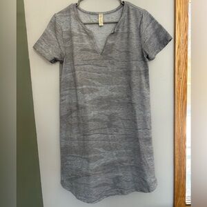 Gray Camouflage V-Neck Dress